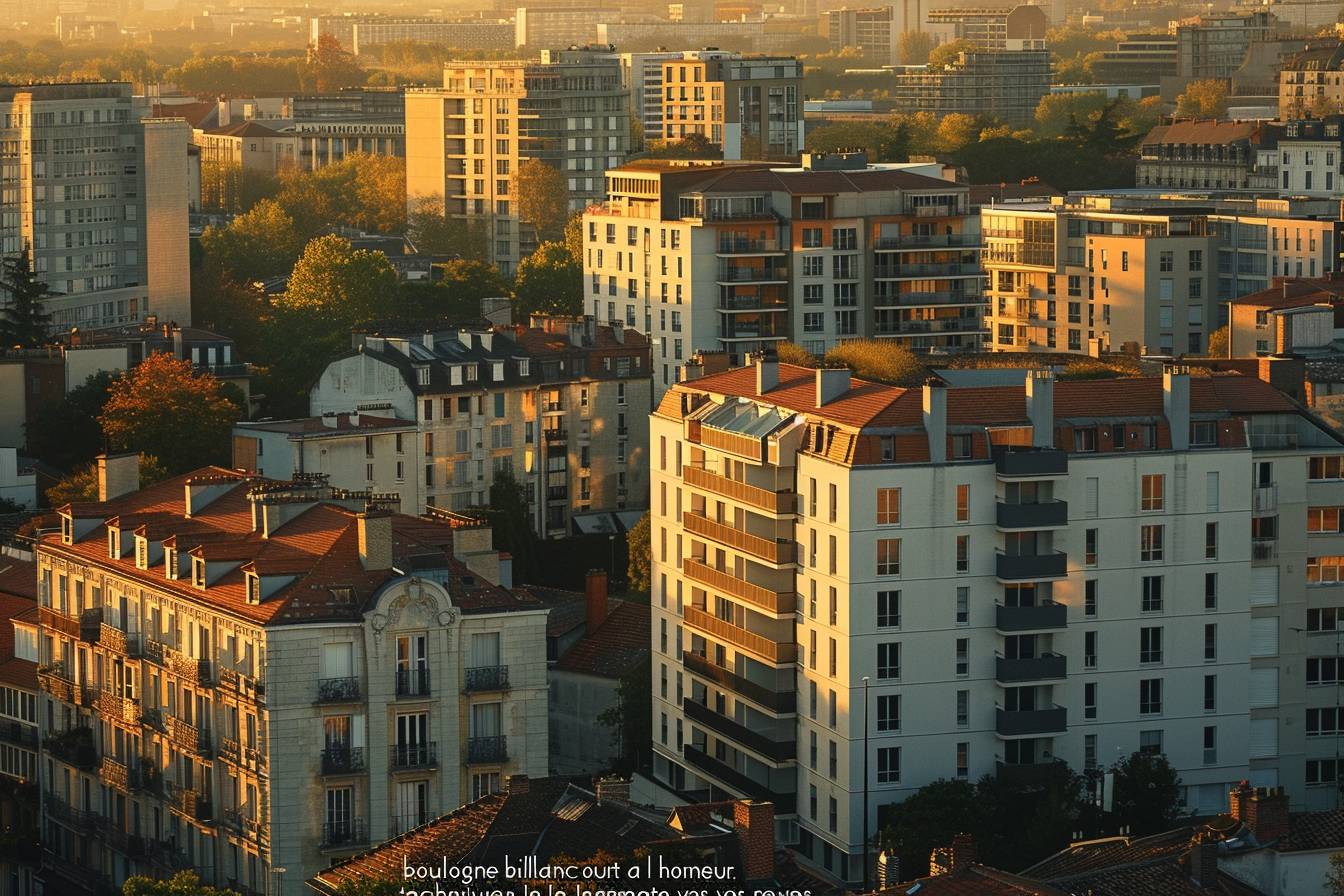 Vue panoramique de Boulogne-Billancourt soulignant les nouveaux quartiers résidentiels, parfait pour ceux cherchant à trouver un logement dans la région.